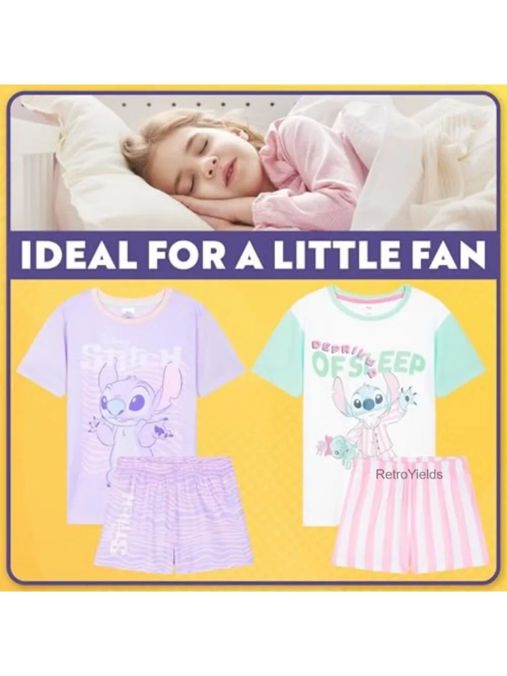 Girls 2-Pack Short Sleeve Pajama Set Cute Cartoon Print Soft Loungewear